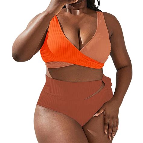 Charmgo Bikini Sets For Women Clearance Women S Plus Size Color Block