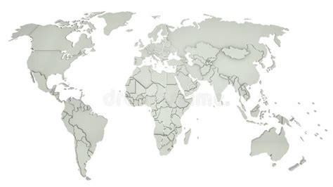 Mapa Do Mundo Na Cor Branca Ilustra o 3D Ilustração Stock Ilustração