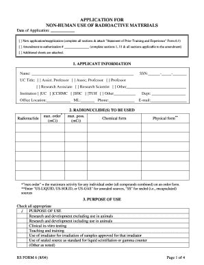 Fillable Online Med Uc Application For Non Human Use Of Radioactive