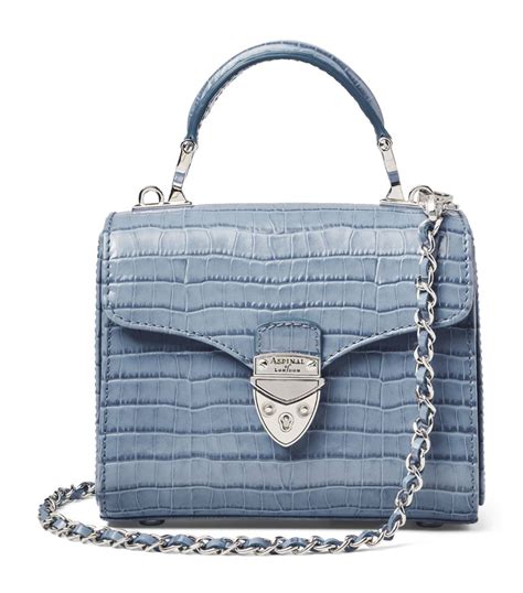 Womens Aspinal Of London Blue Mini Leather Mayfair Top Handle Bag