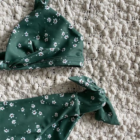 Floral Bikini Set With Tie Bottoms Perf For Summer Depop