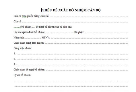 Mẫu đơn đề nghị bổ nhiệm chức vụ mới năm 2022