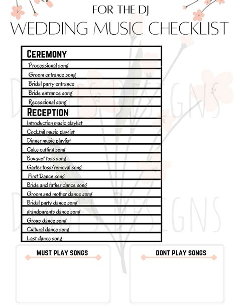 Dont Forget To Grab This Wedding Song Checklist For Your Dj Important