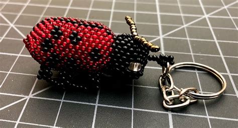 Beaded Ladybug Keychain Bk106