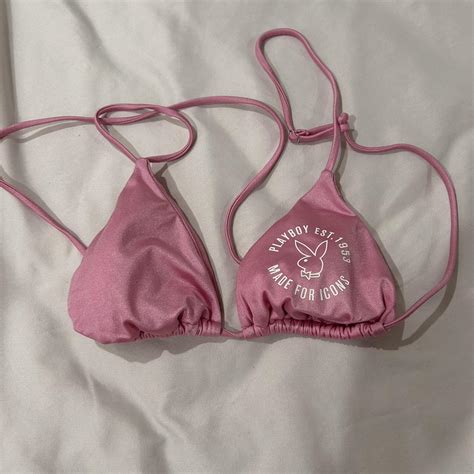 Pink Playboy Bikini Top Size Medium Bikini Depop