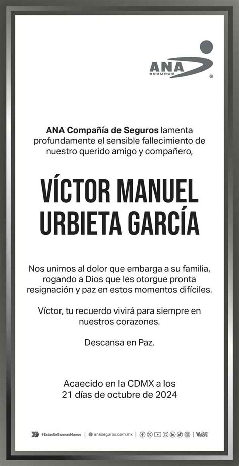 V Ctor Manuel Urbieta Garc A Obituario Esquela