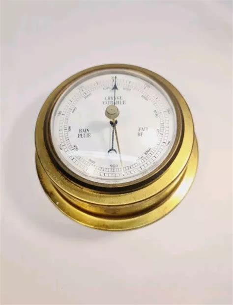 VINTAGE ROUND BRASS Aneroid Weather Barometer Made In West Germany