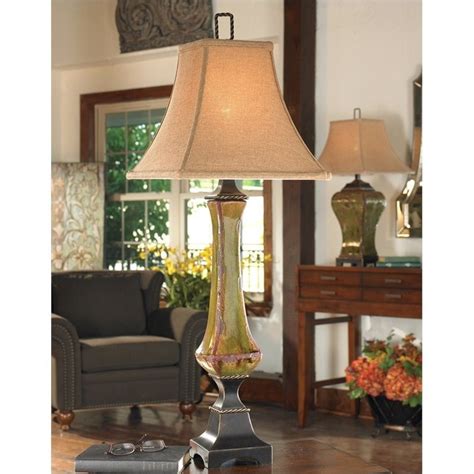 Uttermost Porano Distressed Porcelain Buffet Lamp In Mossy Green 29893