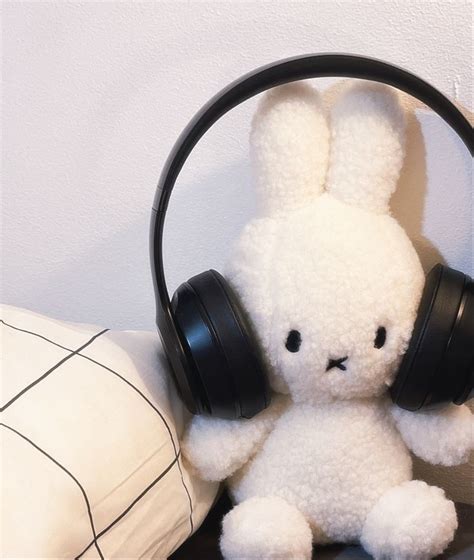 Miffy In Headphones White Fluffy Miffy Diy Headphones Wearing