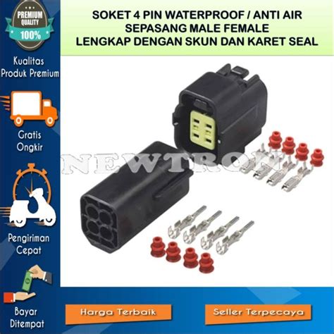 SOKET KONEKTOR CONNECTOR 4 PIN WATERPROOF MOTOR MOBIL SOKET 4 PIN