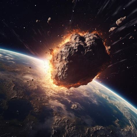 Premium Ai Image Meteor Impact With Earth Fireball Asteroid In