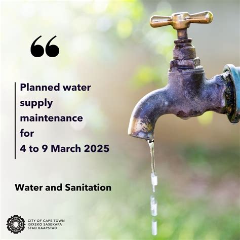 Planned Water Supply Maintenance For 4 City Of Cape Town Facebook