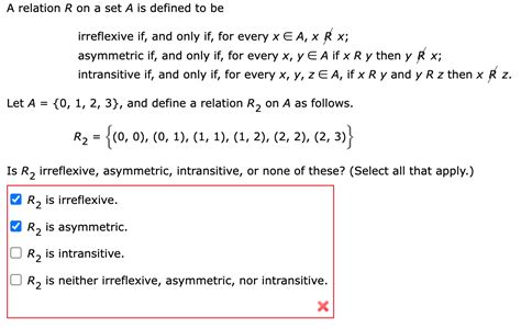 Solved A Relation R On A Set A Is Defined To Be Irreflexive