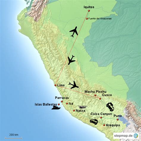 StepMap Perureise 2016 Landkarte für Peru