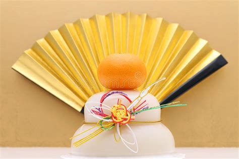 Japanese New Year Decoration Rice Mochi Stock Image - Image of gold ...