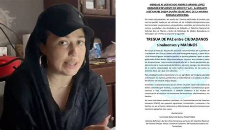 Madre buscadora pide a AMLO detener a marinos por desaparición y