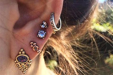 Casavana Tribal Ear Piercing Pieces Earring Ear Cuff Set Silver