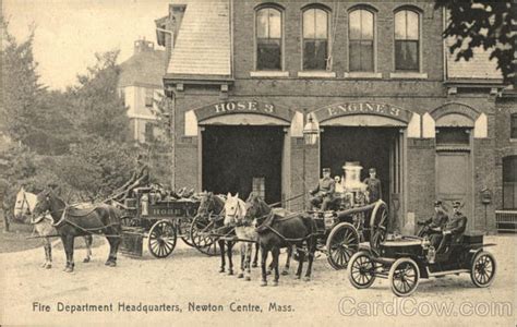 Fire Department Headquarters Newton Centre Ma Postcard