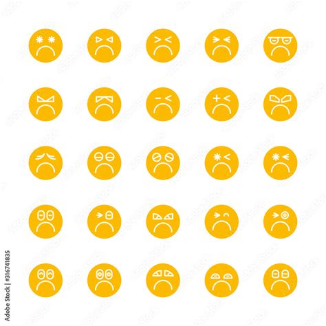 yellow emoticon, emoji circle face set Stock Vector | Adobe Stock