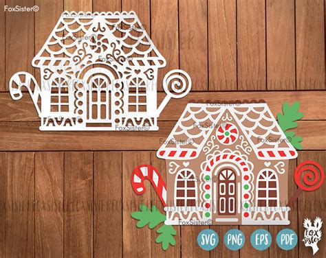 SVG Gingerbread House Christmas Svg Files Printable Clip Art Cut File