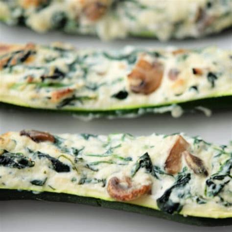 Spinach Mushroom And Ricotta Stuffed Zucchini Boats