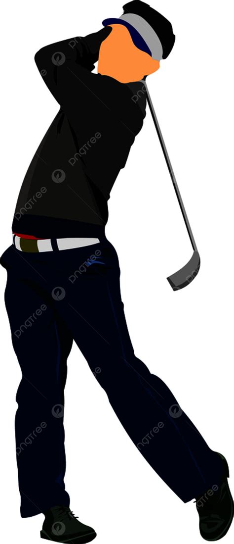 Golfer Hitting Ball With Iron Club Club Male Hitting Png And Vector