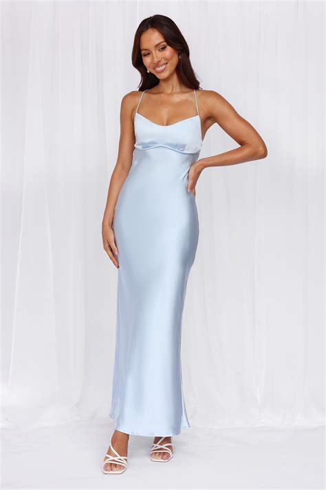 Hello Molly The Samara Satin Maxi Dress Blue Hello Molly