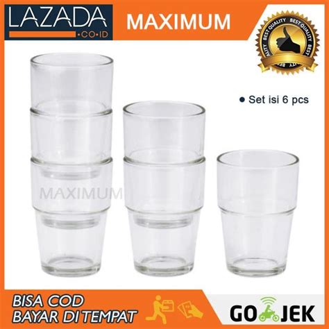 MAX COD REKO REKO Gelas Minum Kaca Bening Set Isi 6 Pcs Lazada