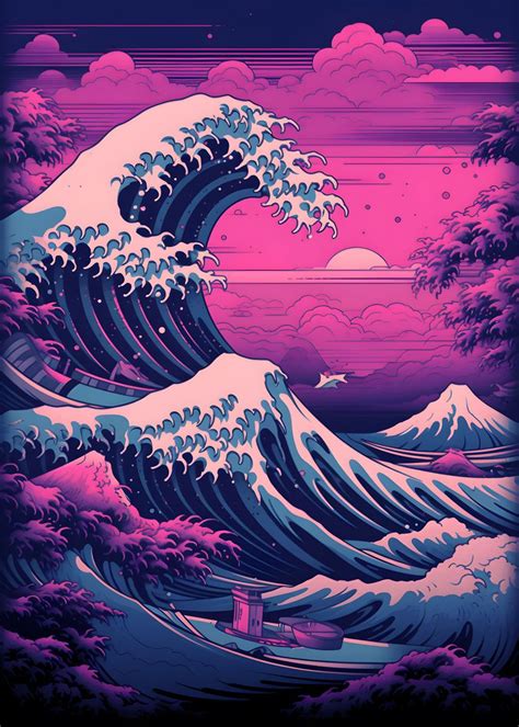 Retro Japan Wave Poster By David Pup Displate