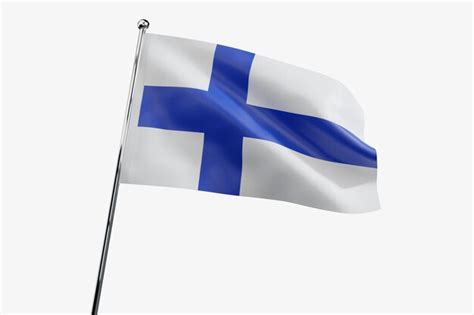 Finlandia Ondeando Bandera De Tela Aislada Sobre Fondo Blanco