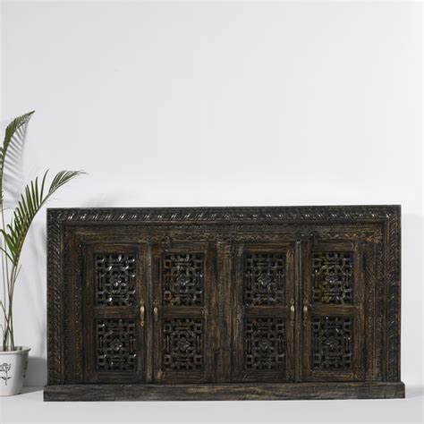 Carved Sideboard Black Distressed Chisel And Log