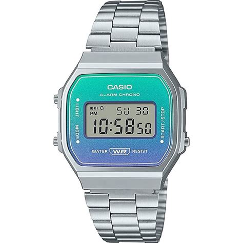 Casio Vintage Iconic A168WER 2AEF 39 Mm Silber Blau Digitaluhr