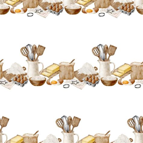 baking utensils border stock illustrations  baking utensils border