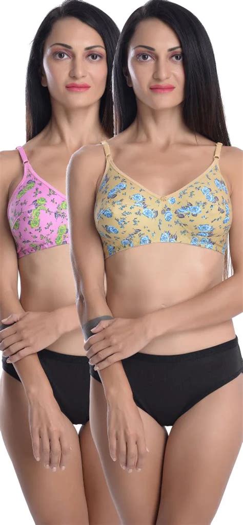 Buy Styfun Women Multicolor Floral Cotton Blend Pack Of 2 Bra And Panty Online At Best Prices In