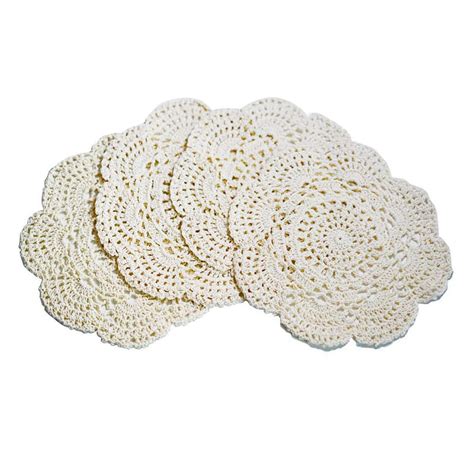 4pcs 8 6 Inch Doilies Crochet Round Lace Doily Handmade Placemats Cotton Crocheted Coasters