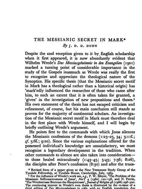 The Messianic Secret in Mark | PDF | Gospel Of Mark | Canonical Gospels