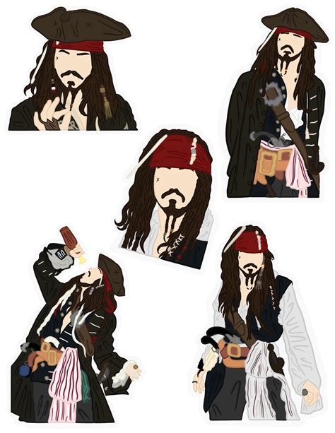 Captain Jack Sparrow Sticker Pack Etsy