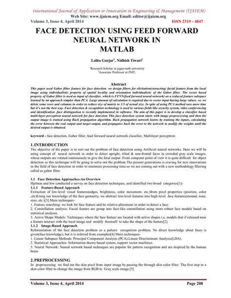 Face Detection Using Feed Forward Neural Network In Matlab