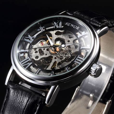 Steampunk Transparent Skeleton Mechanical Leather Band Fashion Men S