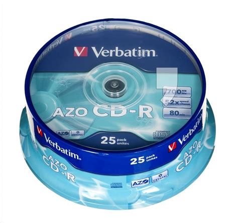 Płyty CD R VERBATIM AZO Crystal 700 MB 52x 25 szt Verbatim