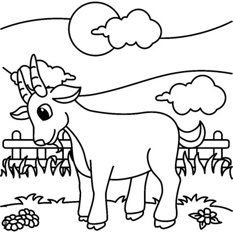 Goat In A Farm Coloring Page Free Printable Coloring Pages