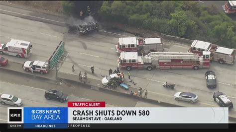 Fiery Fatal Crash On I 580 In Oakland Shuts Down Eastbound Lanes Youtube