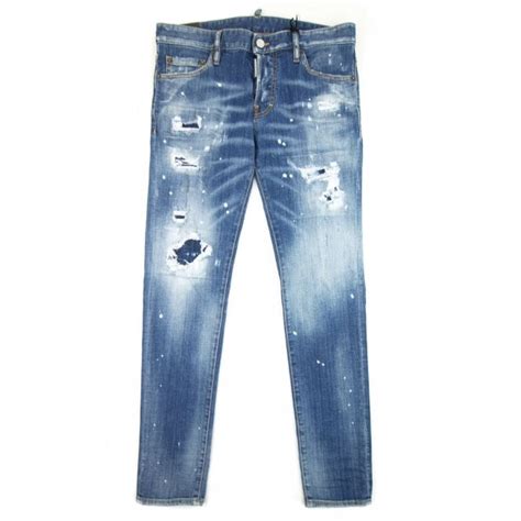 Dsquared2 Ripped White Spots Slim Jeans Blue 470 Onu