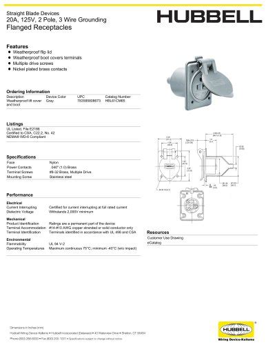 Marine 200 Ship To Shore Hubbell Marine Electrical Products PDF