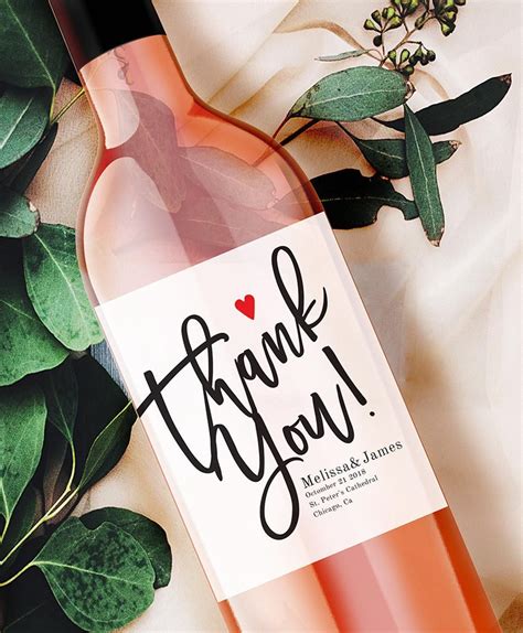 Wedding Wine Label Thank You Wine Label Personalized Label Etsy Uk