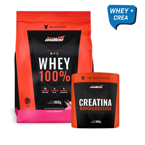 Kit New Millen Whey G Creatina G Pura Curitiba