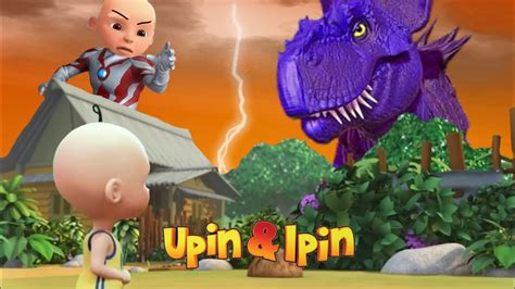 Upin Ipin Takut Ada Tirex Dinosaurus Triceratops Ungu Ultraman Ribut