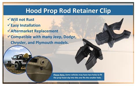 Aftermarket Hood Prop Rod Retainer Clip J4007456 For Jeep Wrangler Yj