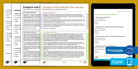 compare  contrast  grade worksheets twinkl usa worksheets library