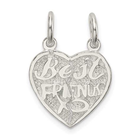 Sterling Silver Best Friends 2 Piece Break Apart Heart Charm Precious